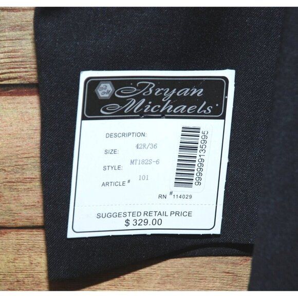 NWT Bryan Michaels Charcoal Gray & Black Tuxedo Suit Jacket Size 42R - Picture 5 of 9